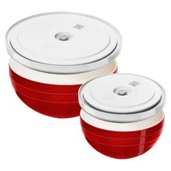 ZWILLING Set de bols avec couvercles sous vide, 4-pcs. /M/L/18/24cm, cerise / blanc, Céramique Sale