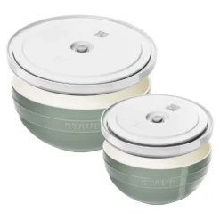 ZWILLING Set de bols avec couvercles sous vide, 4-pcs. /M/L/ 18/24cm, eucalyptus / blanc, Céramique Hot