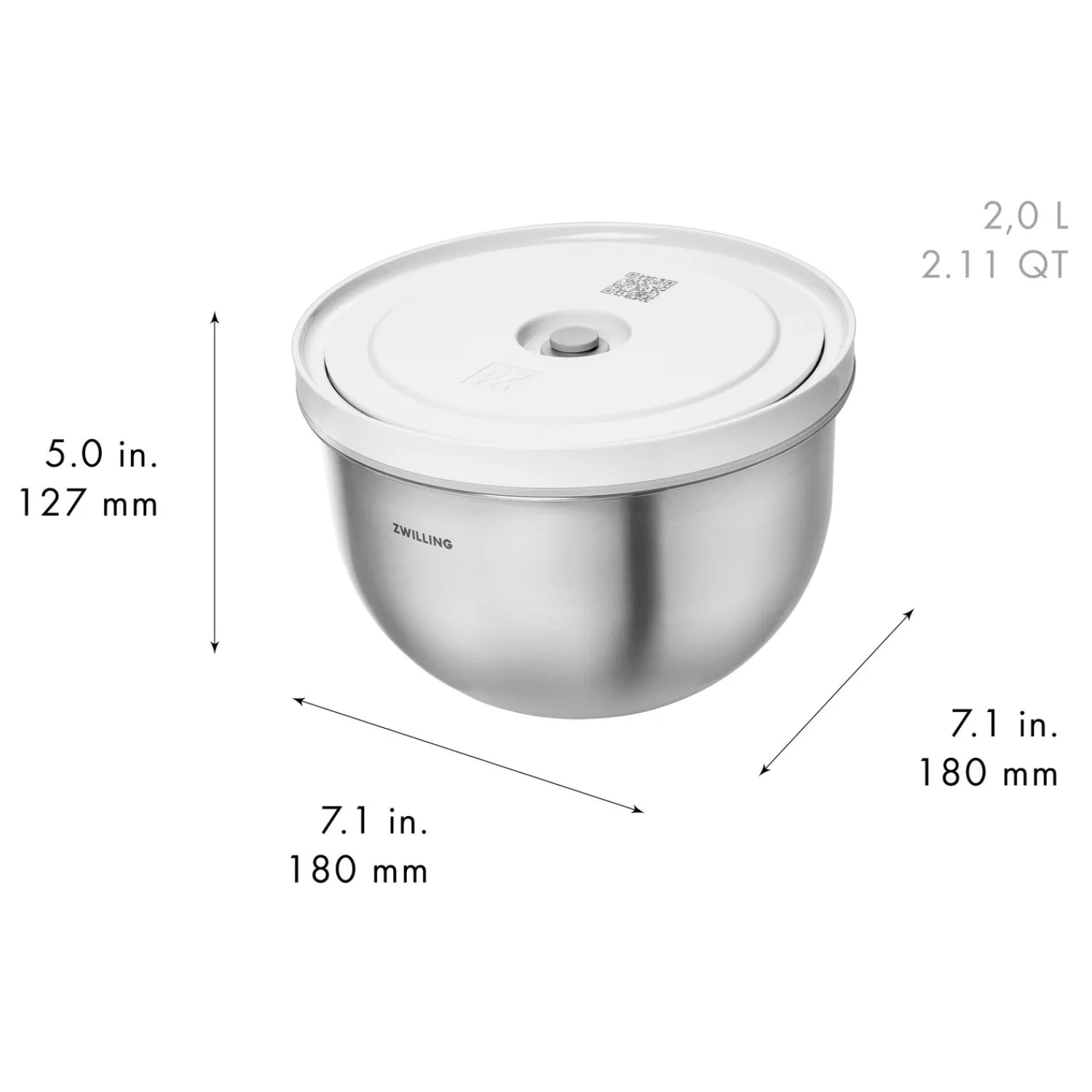 ZWILLING Set de bols sous vide S/M/L / 6-pcs, Acier inoxydable, Blanc argenté Online