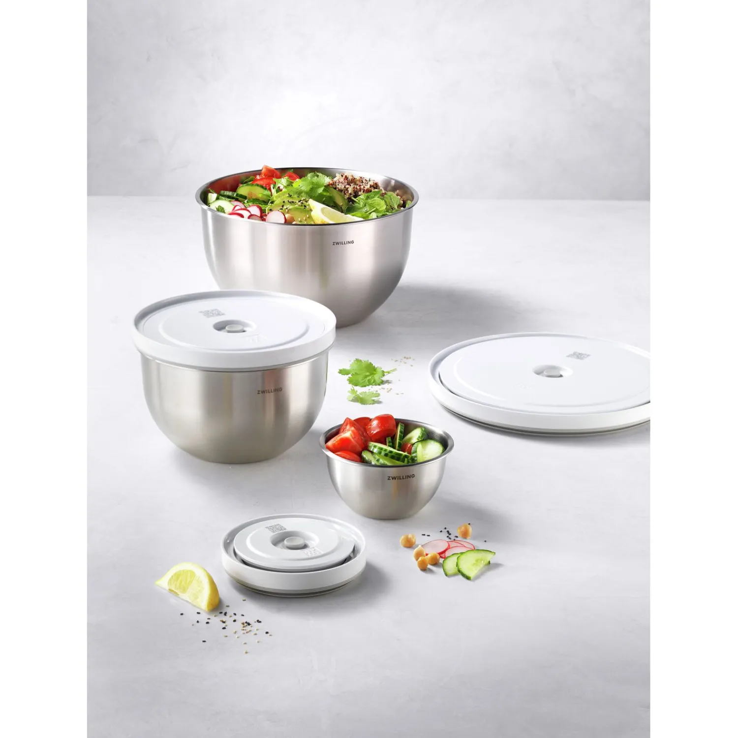 ZWILLING Set de bols sous vide S/M/L / 6-pcs, Acier inoxydable, Blanc argenté Online