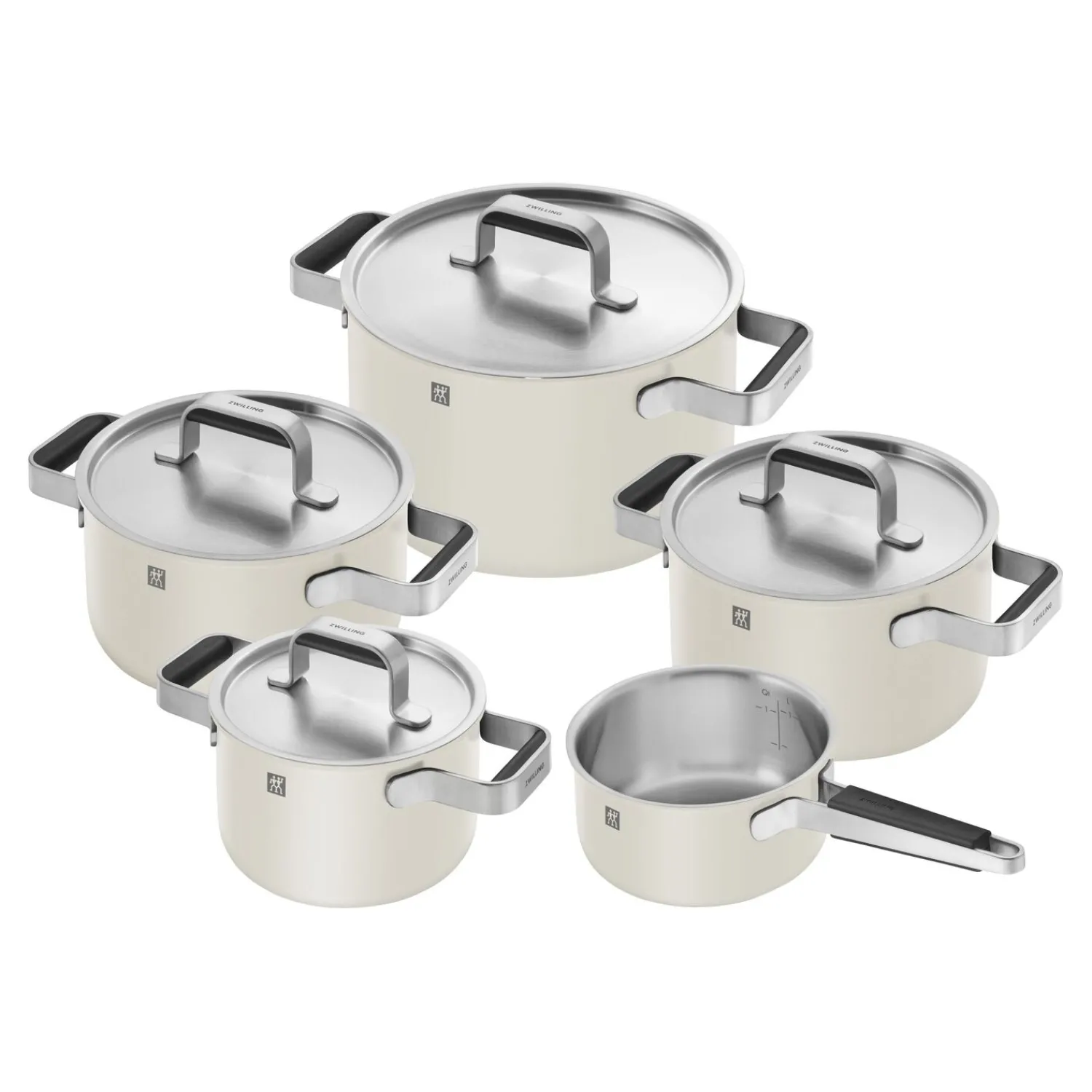 ZWILLING Set de casseroles et poêles, 5-pcs, Inox 18/10 Blanc ivoire Sale