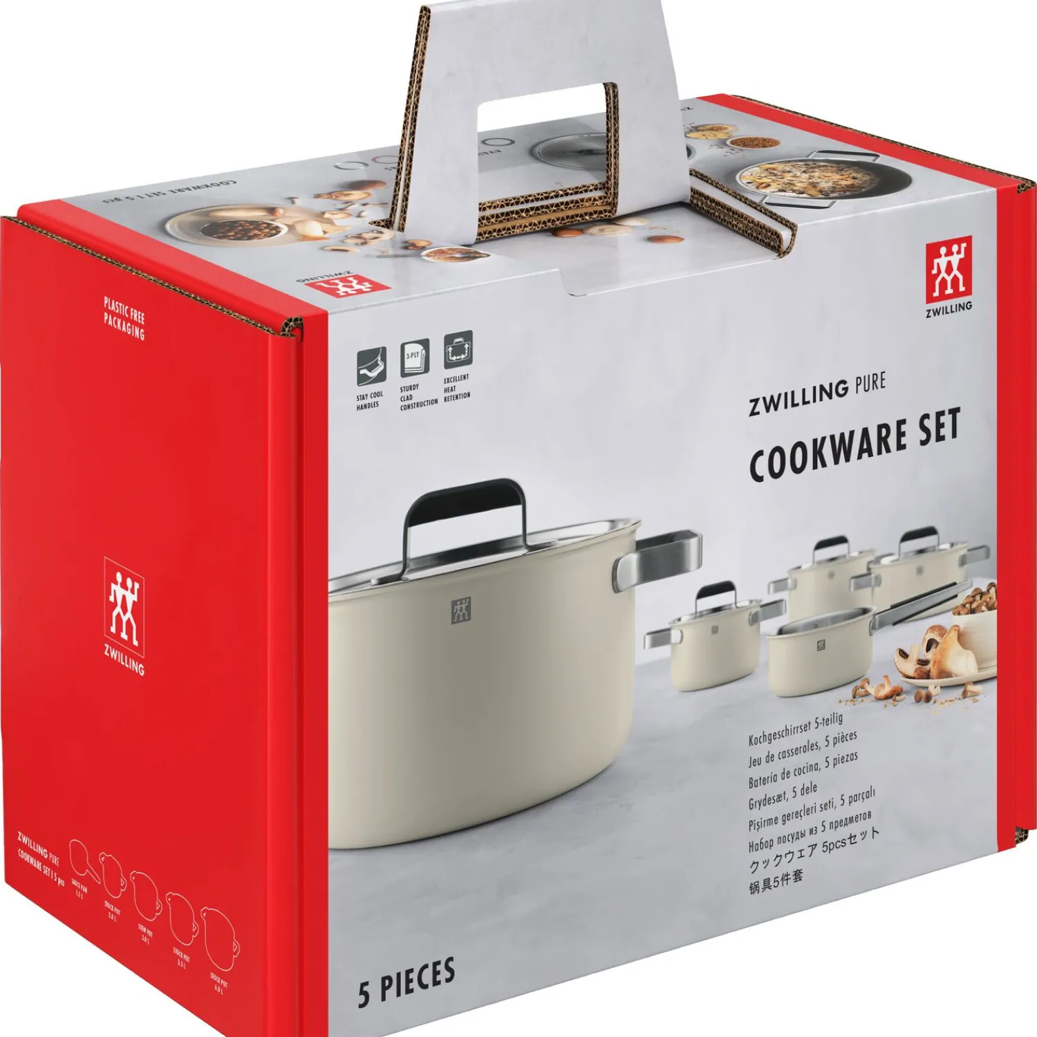 ZWILLING Set de casseroles et poêles, 5-pcs, Inox 18/10 Blanc ivoire Sale