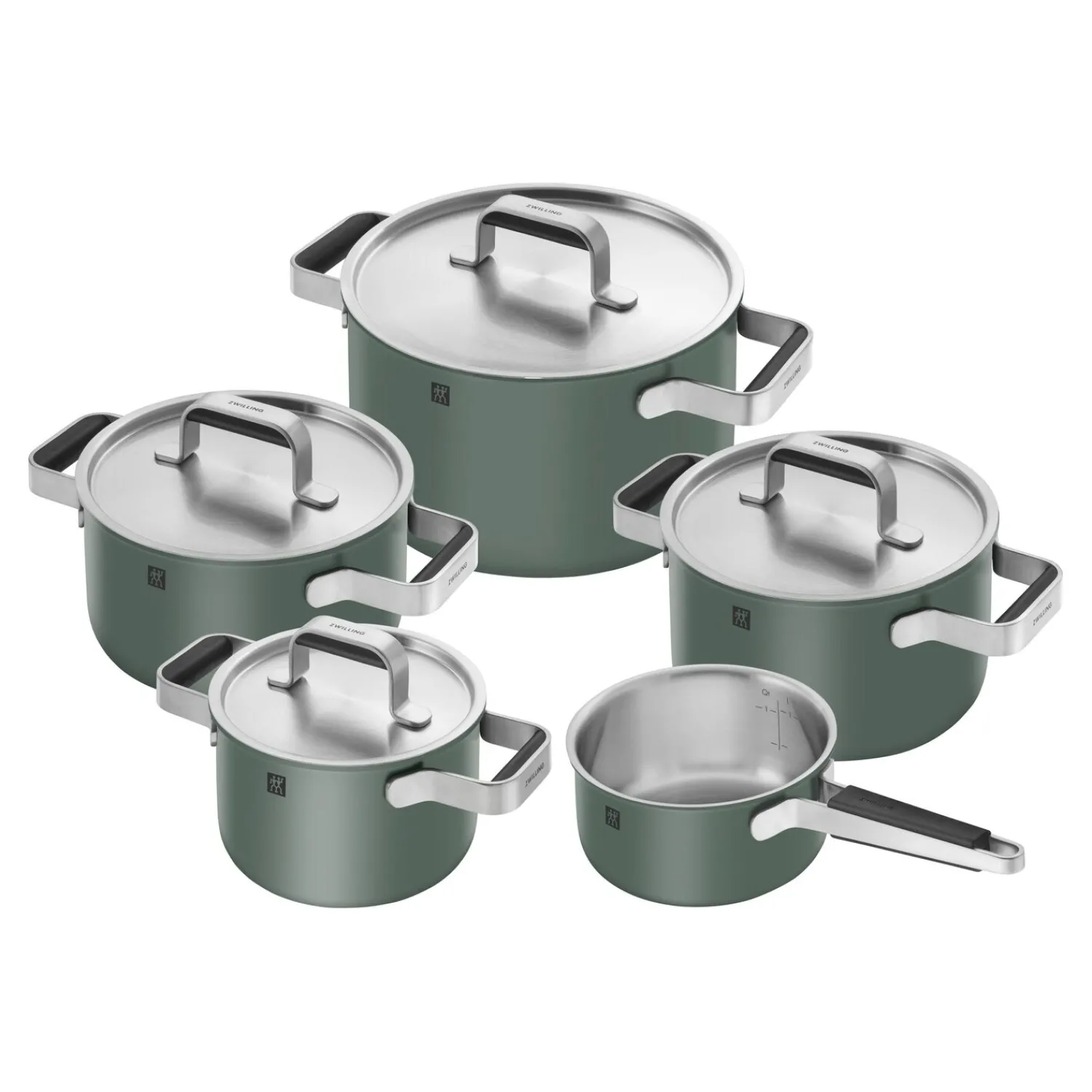ZWILLING Set de casseroles et poêles, 5-pcs, Inox 18/10 Vert