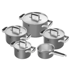 ZWILLING Set de casseroles et poêles, 5-pcs, Inox 18/10 Gris Online