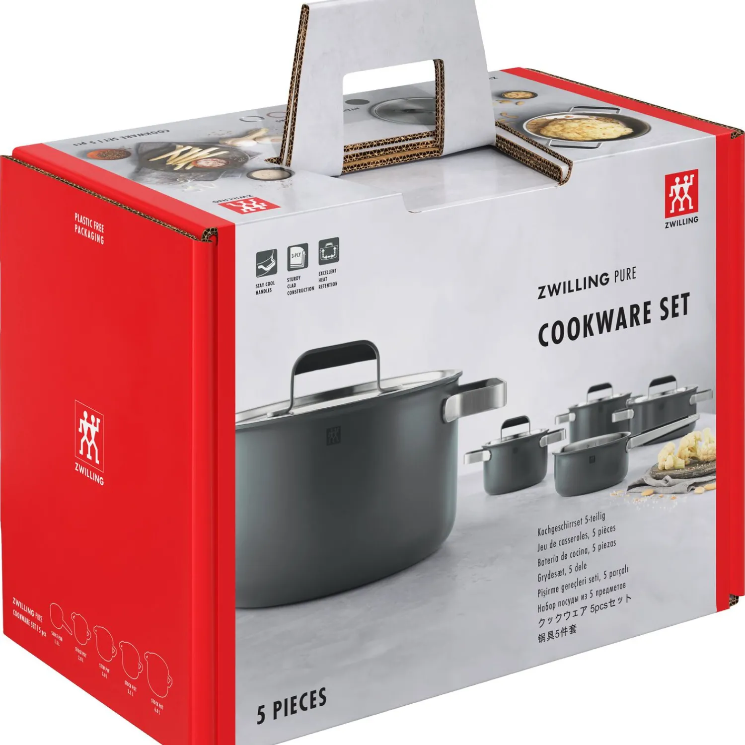 ZWILLING Set de casseroles et poêles, 5-pcs, Inox 18/10 Gris Online