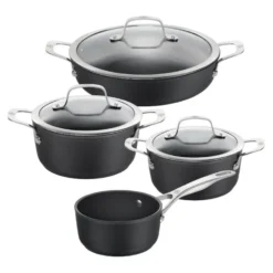 BALLARINI Set de casseroles, 4-pcs. /16/20/24/28 cm, noir mat, Aluminium Discount