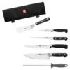 ZWILLING Set de chef couteau avec acier à aiguiser & étui, 7-pcs. /10/13/18/20/23 cm, noir mat, Acier Discount