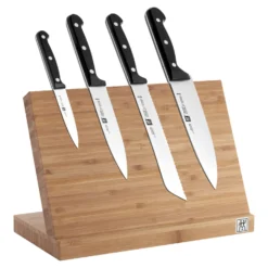 ZWILLING Set de couteau de chef & bloc de couteaux vide magnétique, 5-pcs. /10/16/20 cm, brun, Bambou Clearance