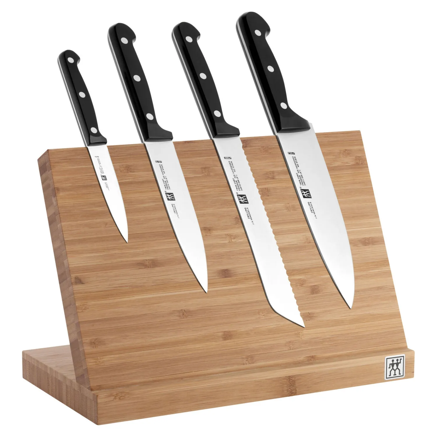 ZWILLING Set de couteau de chef & bloc de couteaux vide magnétique, 5-pcs. /10/16/20 cm, brun, Bambou Clearance