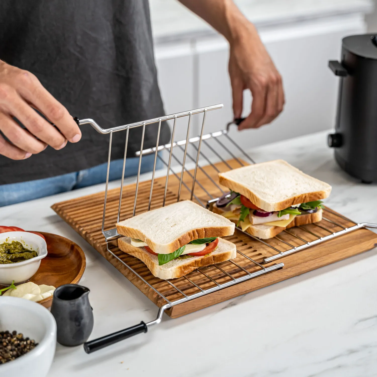 ZWILLING Set de grille-pain, grille pour sandwichs & viennoiserie, 4-pcs., argent / blanc, Acier Best