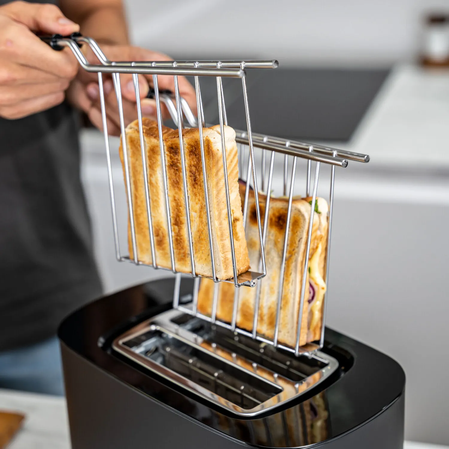 ZWILLING Set de grille-pain, grille pour sandwichs & viennoiserie, 4-pcs., argent / blanc, Acier Best