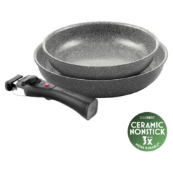 BALLARINI Set de poêles, 3-pcs, Aluminium, Revêtement antiadhésif en céramique Outlet