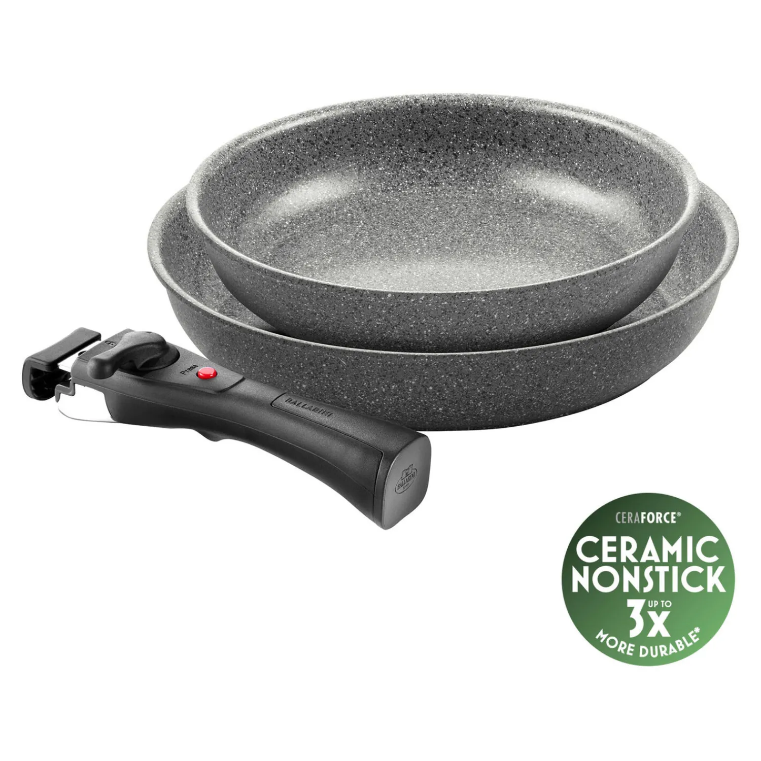 BALLARINI Set de poêles, 3-pcs, Aluminium, Revêtement antiadhésif en céramique Outlet