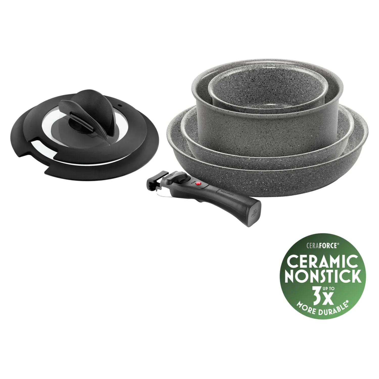BALLARINI Set de poêles, 7-pcs, Aluminium, Revêtement antiadhésif en céramique Best