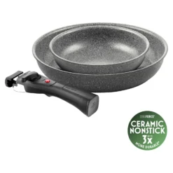 BALLARINI Set de poêles, 3-pcs, Aluminium, Revêtement antiadhésif en céramique New
