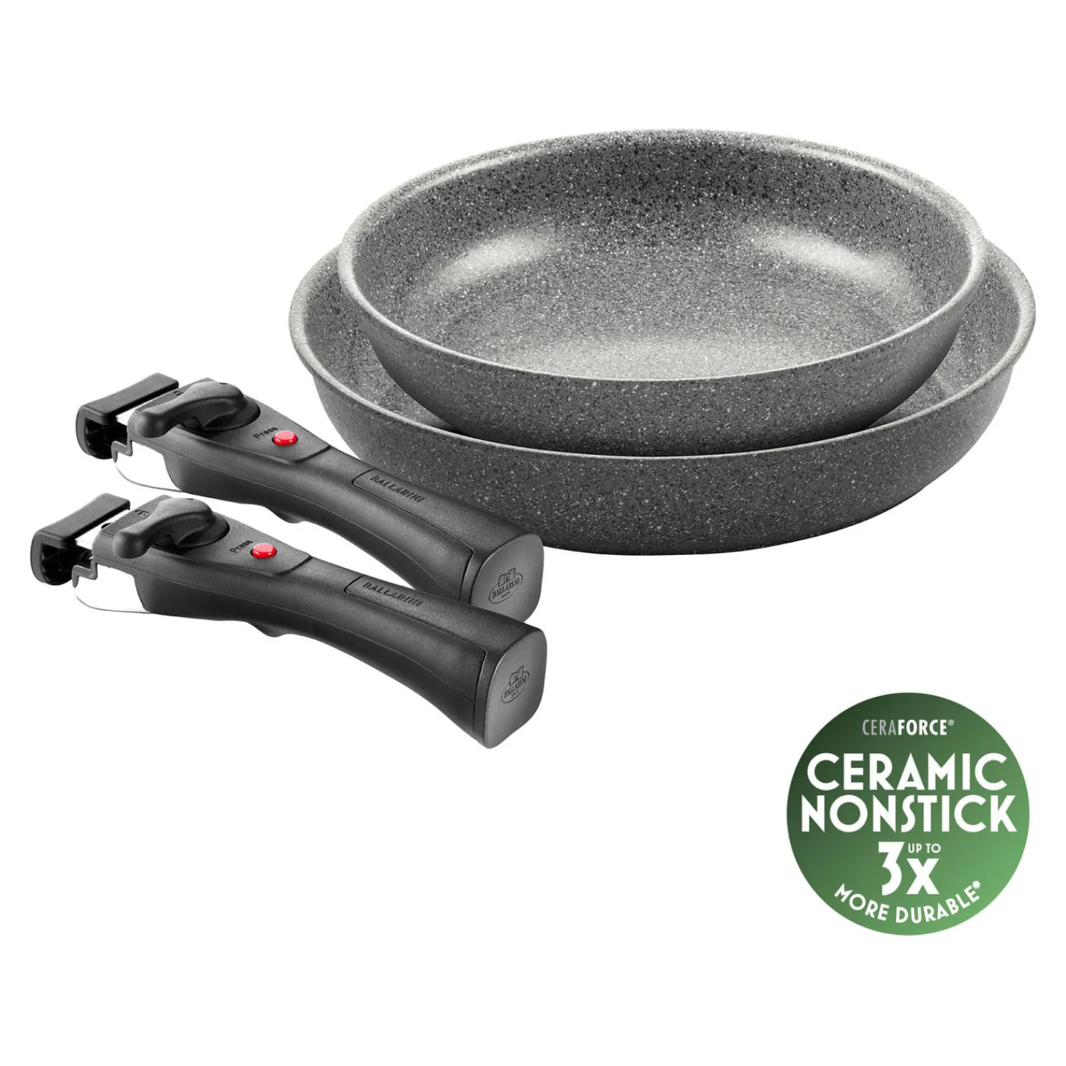 BALLARINI Set de poêles, 4-pcs, Aluminium, Revêtement antiadhésif en céramique Discount