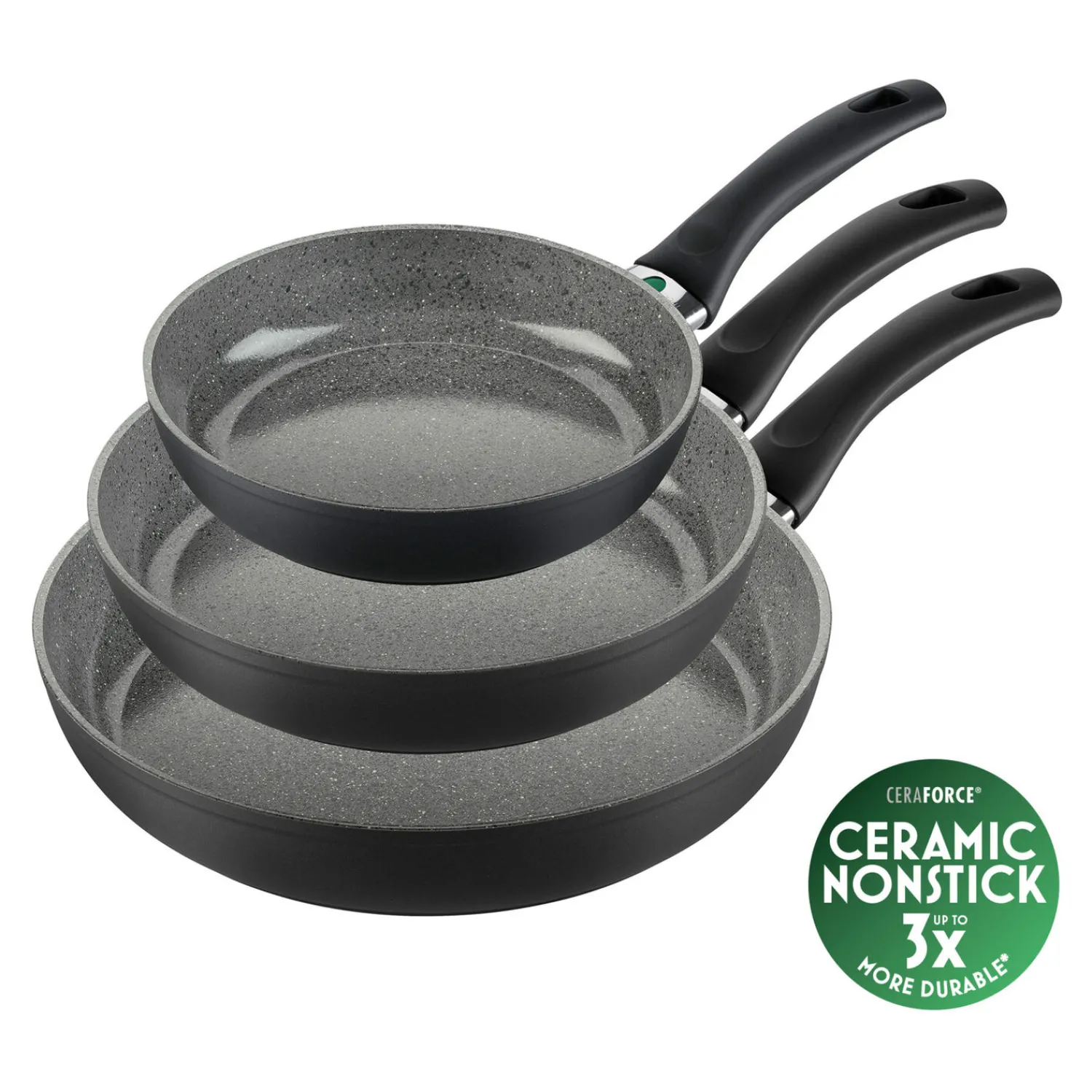 BALLARINI Set de poêles, 3-pcs. /20/24/28 cm, gris pierre, Aluminium Clearance