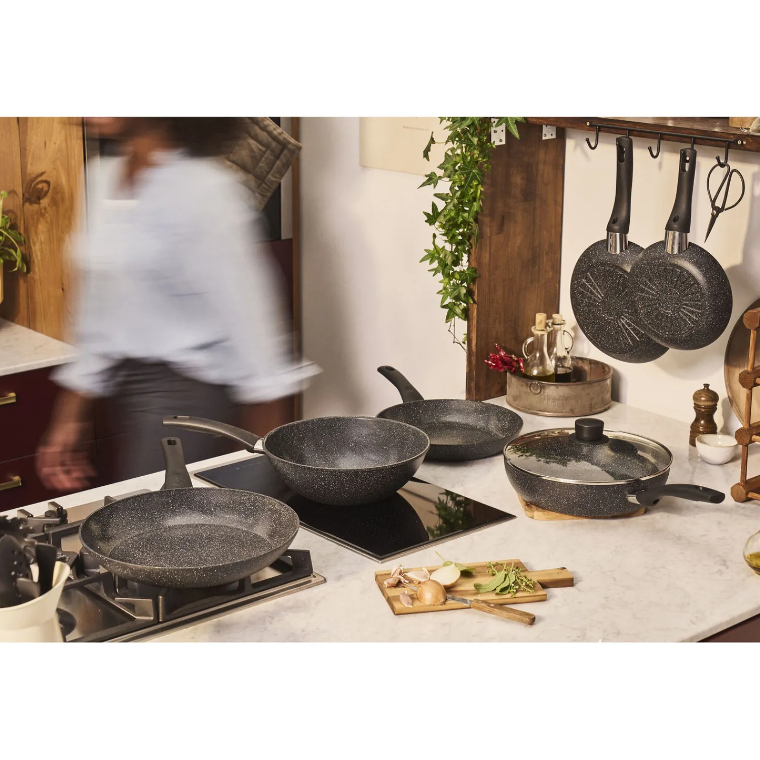 BALLARINI Set de poêles, 3-pcs. /20/24/28 cm, noir mat, Aluminium Online