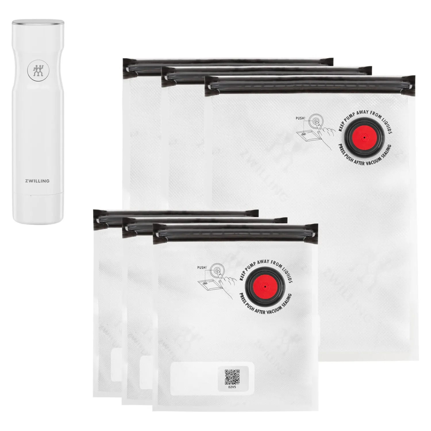 ZWILLING Set de pompes sous vide avec opercule de recharge, S/M / 7-pcs, Blanc New