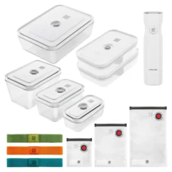 ZWILLING Set de sous-vide boîtes avec pompe & accessoires, 20-pcs. /S/M/L, couleurs mélangées, Verre