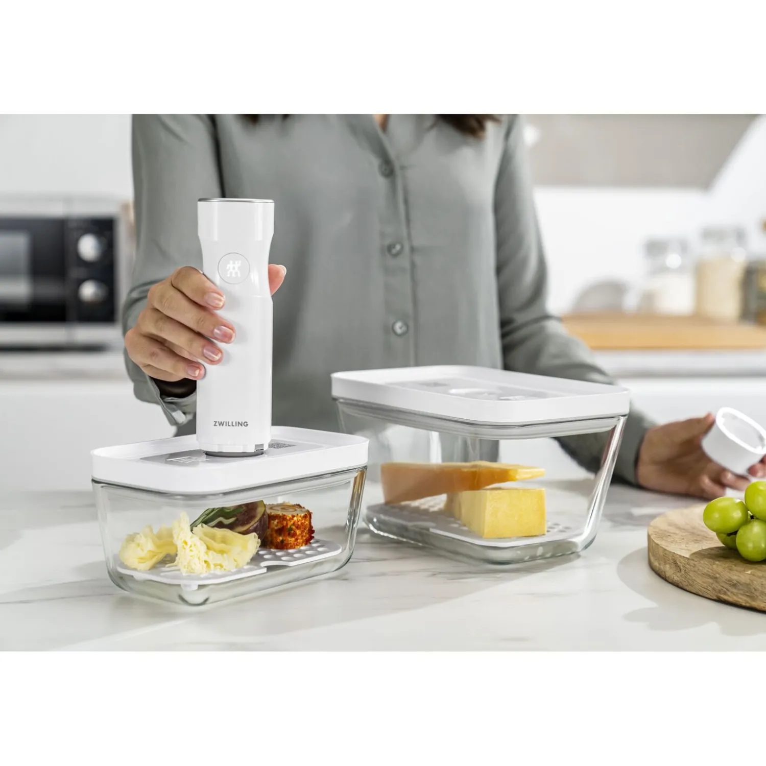 ZWILLING Set d’accessoires sous vide pour boîtes en verre, M/L / 2-pcs Blanc