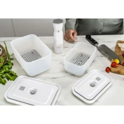 ZWILLING Set d’accessoires sous vide pour boîtes en plastique, M/L / 2-pcs Gris Outlet