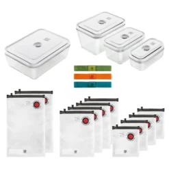 ZWILLING Set sous vide bo&icirc;tes & accessoires, 17-pcs. /S/M/L, couleurs mélangées, Verre / Plastique Online