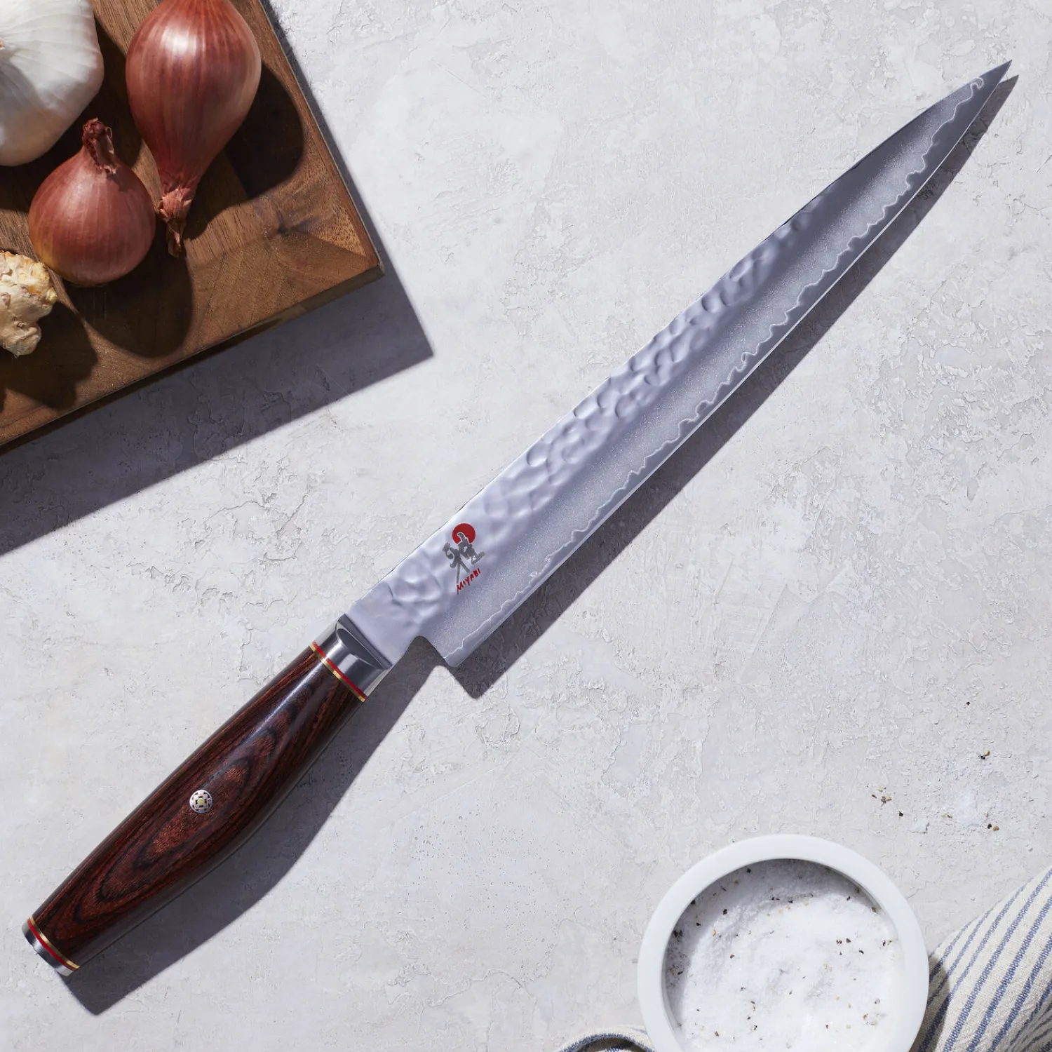 MIYABI Sujihiki 24 cm, Brun, Bois de pakka Online