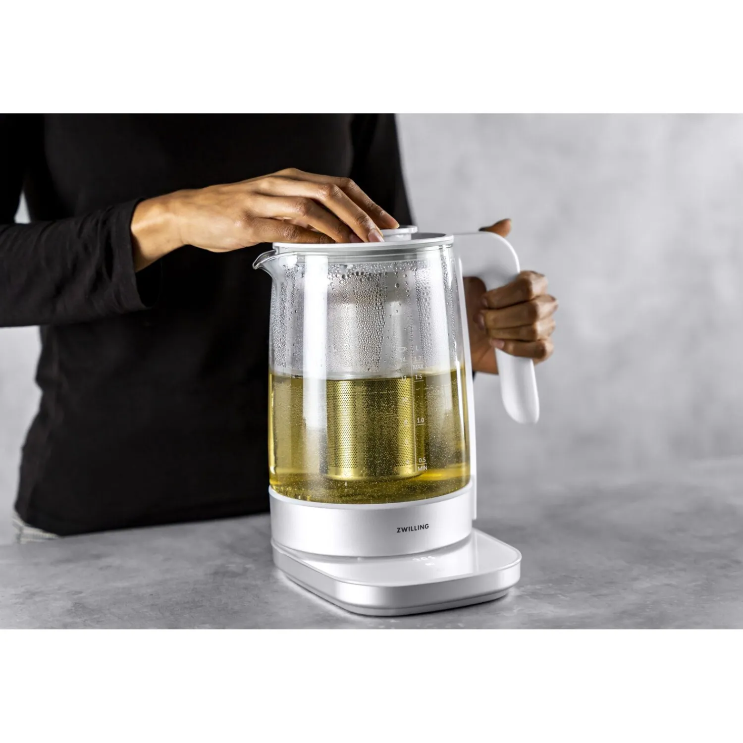 ZWILLING Théière-bouilloire électrique en verre, 1,7 l, Blanc Hot