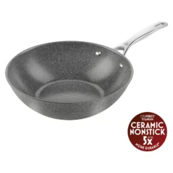 BALLARINI Wok, 30 cm, Aluminium, Revêtement antiadhésif en céramique renforcée en titane Hot