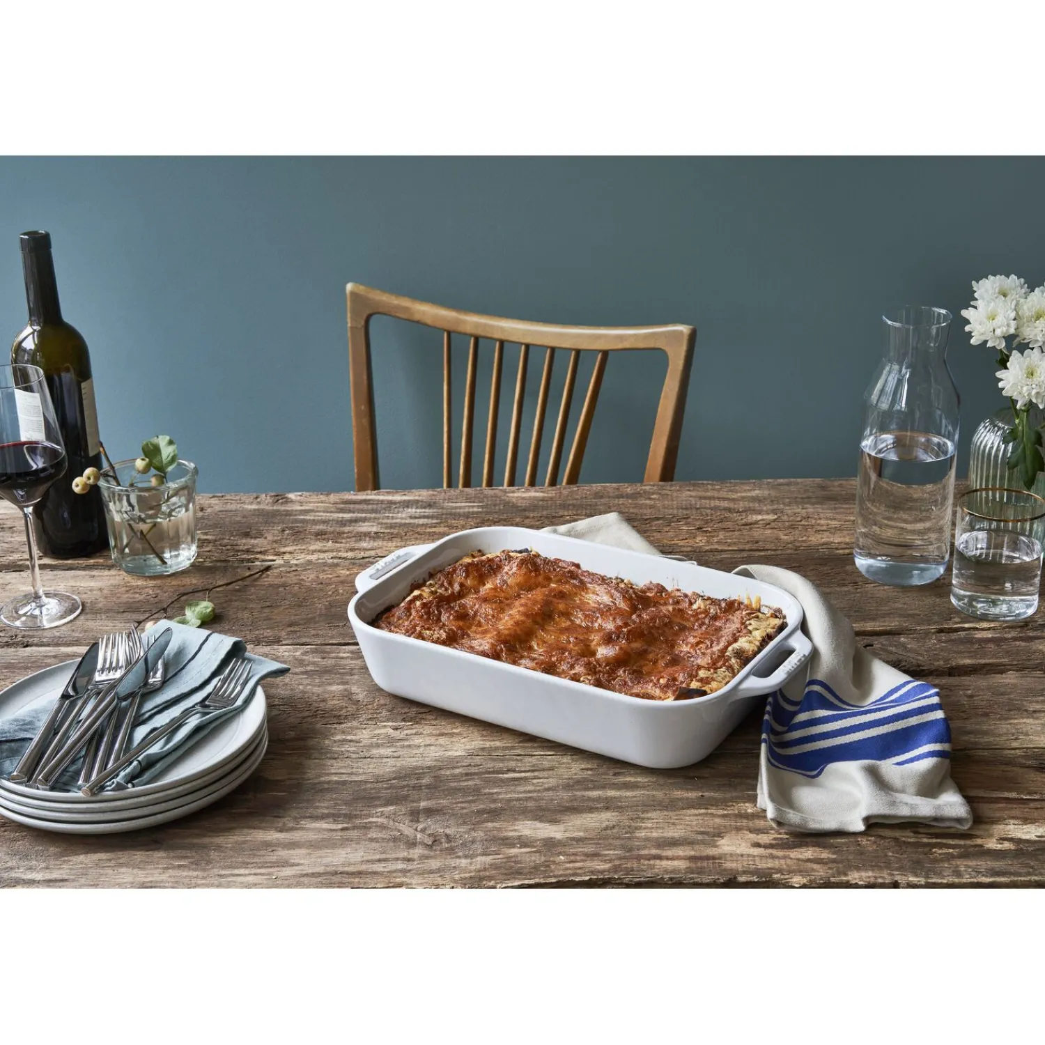Staub 34 x 24 cm, Assiette chaude, Blanc Hot