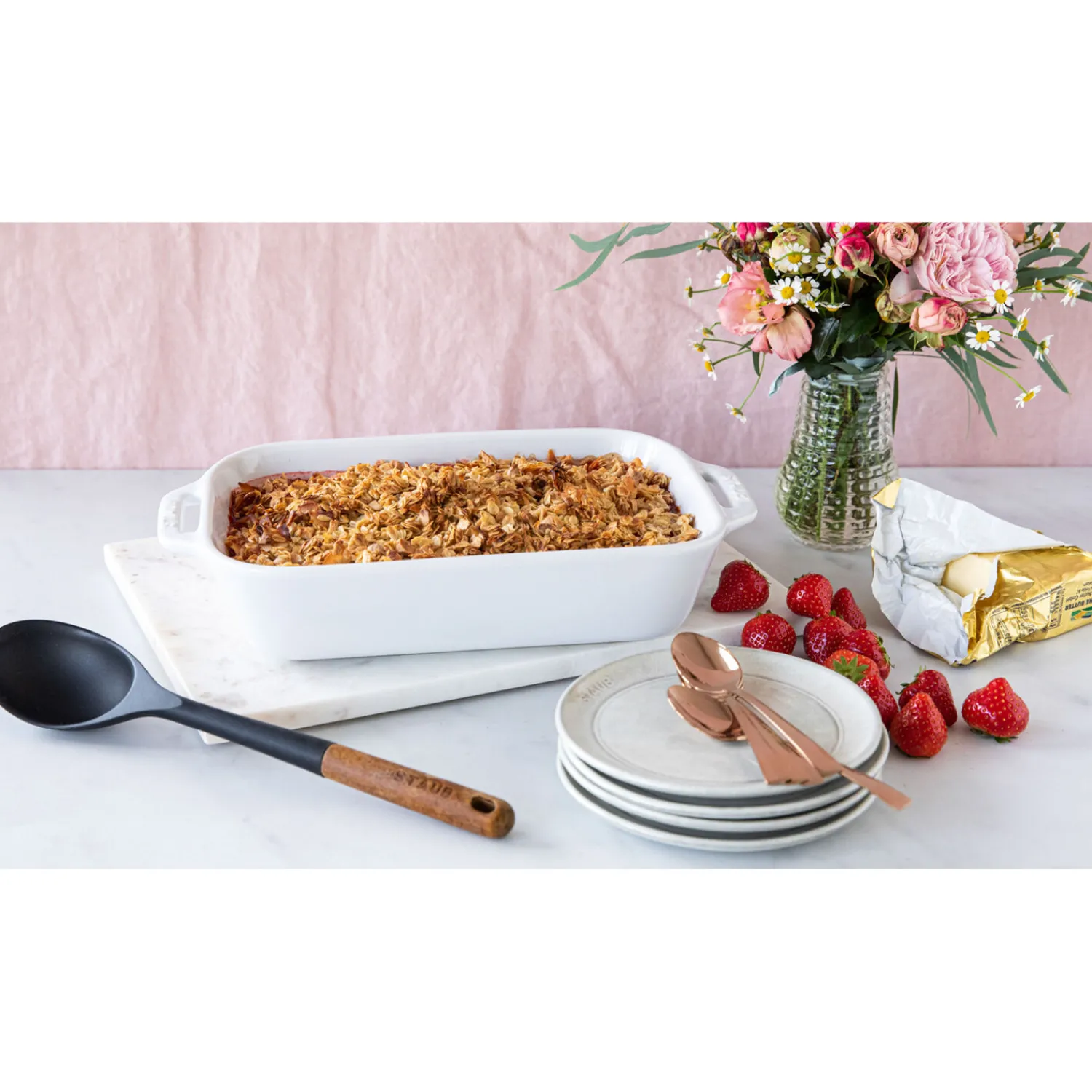 Staub 34 x 24 cm, Assiette chaude, Blanc Hot